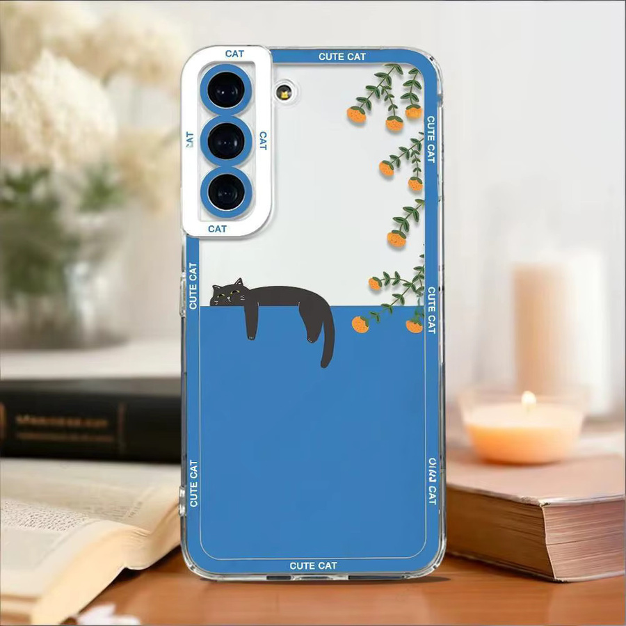 Stoßfeste Handyhülle mit süßem Cartoon-Katzen-Design für Samsung Galaxy S22 bis S26 Ultra Plus in Multicolour von jamular - Bild 2