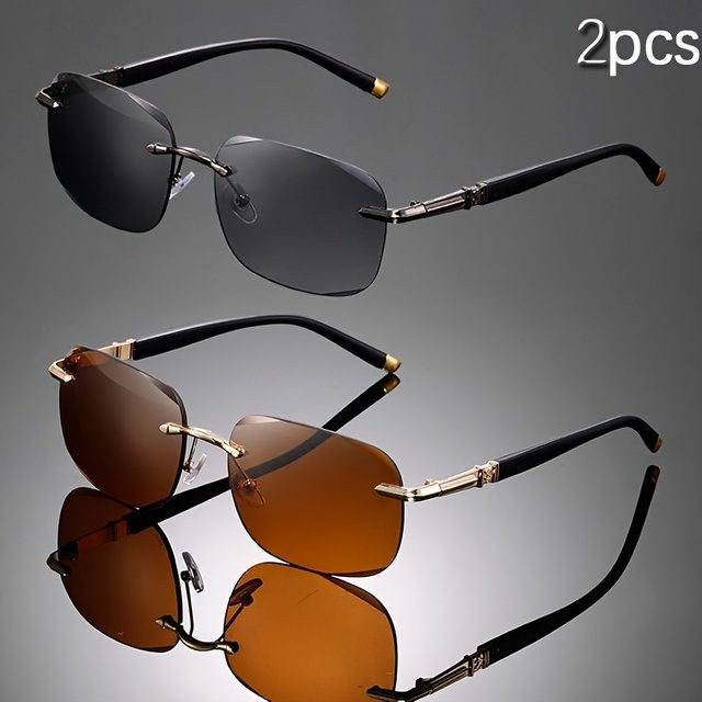 ZUIDID Sonnenbrille randlos, eckig, Metall, Unisex - Bild 1