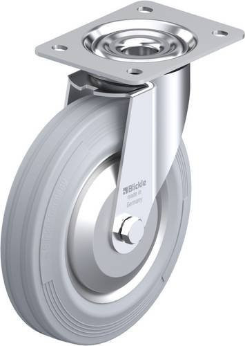 Blickle Lenkrolle LE-VE 200R-SG-FA in Grau mit Stahlgehäuse und 200 mm Rad-Durchmesser für eine Tragfähigkeit von bis zu 205 kg - Bild 1