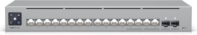 Ubiquiti UniFi Switch Pro Max 16 Managed L3 Switch Grau mit 12 x 10/100/1000 Ethernet, 4 x 2,5GBase-T und 2 x 10 Gigabit Ethernet (USW-Pro-Max-16) - Bild 1