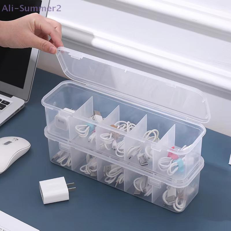 Transparenter Datenkabel-Organizer aus Kunststoff mit Deckel und mehreren Fächern zur Staubschutz-Klassifizierung für Büro und Zuhause - Bild 3