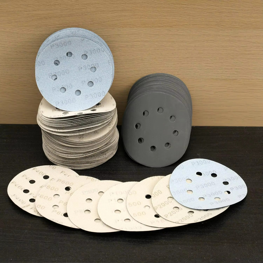 100 Stück Nass-Trocken-Schleifpapier mit Klettverschluss aus Siliziumkarbid, 5 Zoll, gemischte Körnungen 180 bis 3000 für Holz und Metall - Bild 4