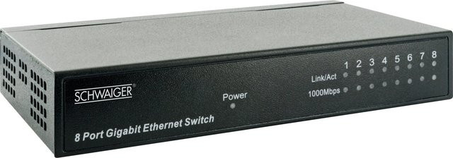 Schwaiger 8-Port Gigabit Ethernet LAN Netzwerk-Switch Schwarz - Bild 1