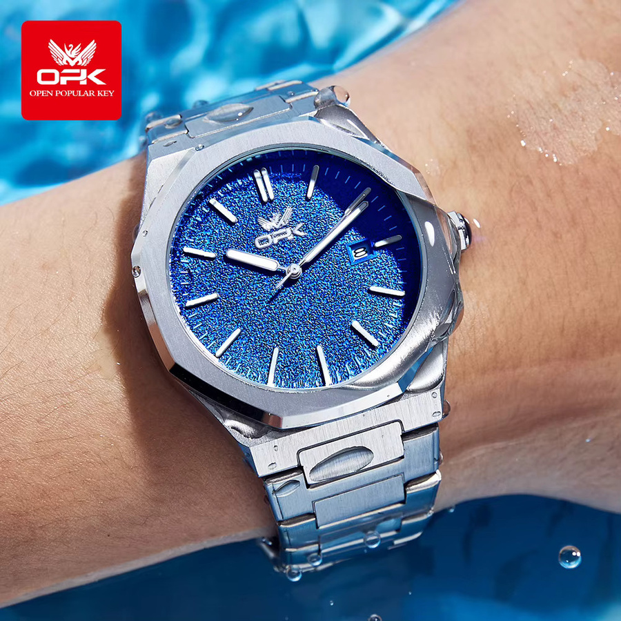 OLEVS Armbanduhr, Quarz, Edelstahl, Blau, Herren - Bild 5