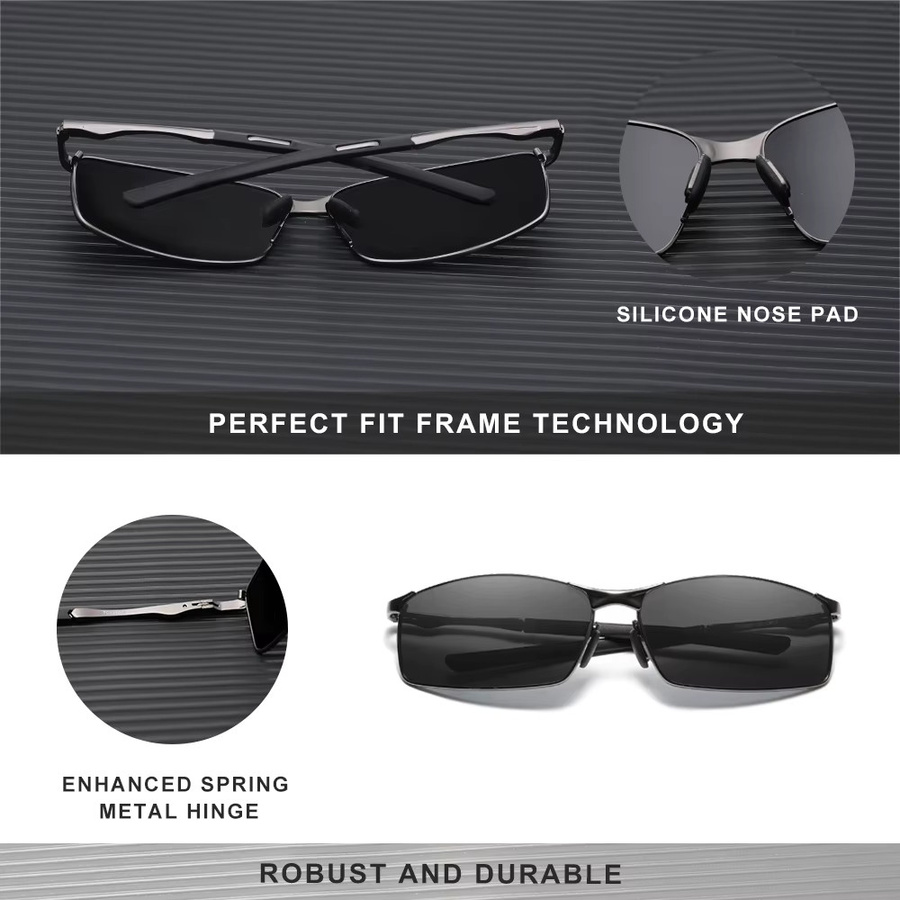 KINGSEVEN Sonnenbrille Rechteck, Vollrand, Metall, polarisiert, Herren - Bild 3