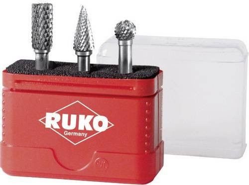RUKO Frässtiftsatz aus Hartmetall mit 6 mm Schaft Durchmesser, 3-teilig, Farbe Silber - Bild 1