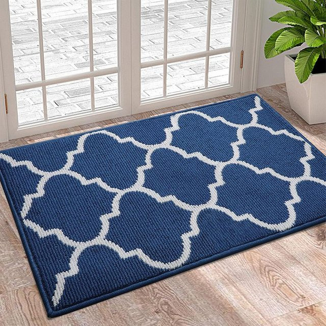 Rutschfeste Ins Home Eingangsmatte Marokko Design aus Polypropylen, Blau, B/T: 90 x 60 cm - Bild 1