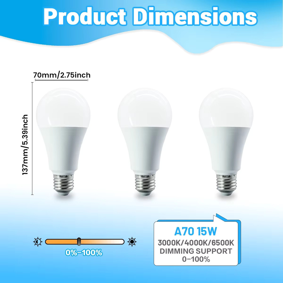 Dimmbare LED-Lampe E27 A70 mit 15 W und 1200 lm, flimmerfreies Licht für dein Zuhause - Bild 2