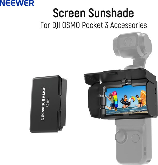 NEEWER Bildschirm-Sonnenschutz für DJI OSMO Pocket 3, 3-seitiger faltbarer blendfreier Kamera-Bildschirm-Sonnenschutz in Schwarz - Bild 1