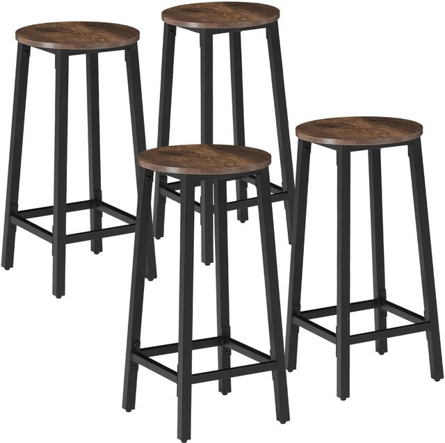 Tectake Barhocker Set Corby im Industrial Style aus Holz und Stahl, Farbe Braun, B/T/H: 32 x 32 x 66 cm - Bild 1