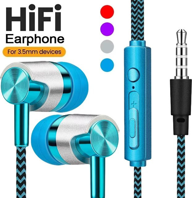 In-Ear Kopfhörer mit 3,5mm Klinkenanschluss und HD-Mikrofon für Sport und Telefonie, HIFI Bass Wired Ohrhörer in Lila - Bild 1