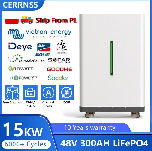 CERRNSS LiFePO4 Lithium-Solarbatterie 48V 300Ah 15kWh in Weiß für Home Storage - Bild 1