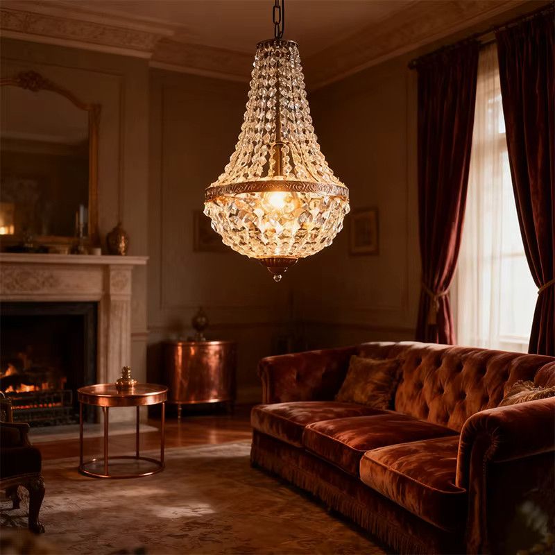 LINCCW Vintage Kristall Kronleuchter im europäischen Stil als Pendelleuchte für Esszimmer, Wohnzimmer und Schlafzimmer - Bild 2