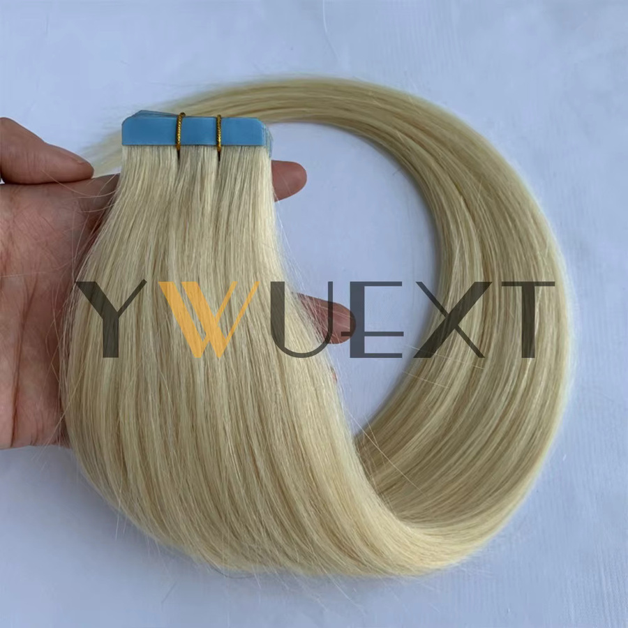 YWUEXT Echthaar-Tape-in-Extensions, blond, glatt, 30 g - Bild 2