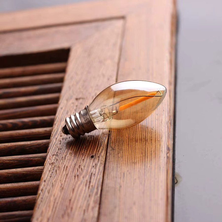 Genixgreen LED-Nachtlichtbirnen C7-Kronleuchter mit E12 oder E14-Sockel, 1,0 Watt, 2200 K, bernsteinfarbenes Glas - Bild 2