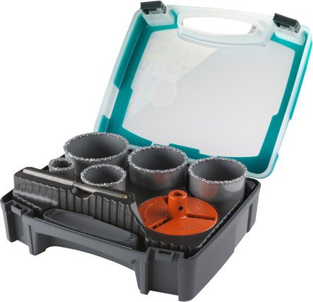 Wolfcraft Bohrkranz-Set aus Kunststoff und Metall in Grau und Grün - Bild 1