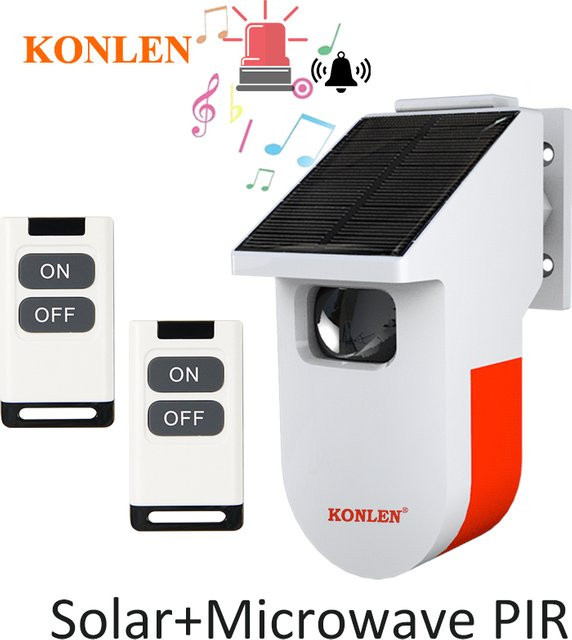 KONLEN Solar Türklingel mit Mikrowellen-PIR-Bewegungssensor und Infrarot-Alarmdetektor in Weiß - Bild 1