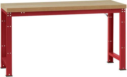 Manuflex Werkbank WP3042.3003 in Rubin-Rot aus Stahl und Holz, B/T/H: 200 x 125 x 70 cm - Bild 1