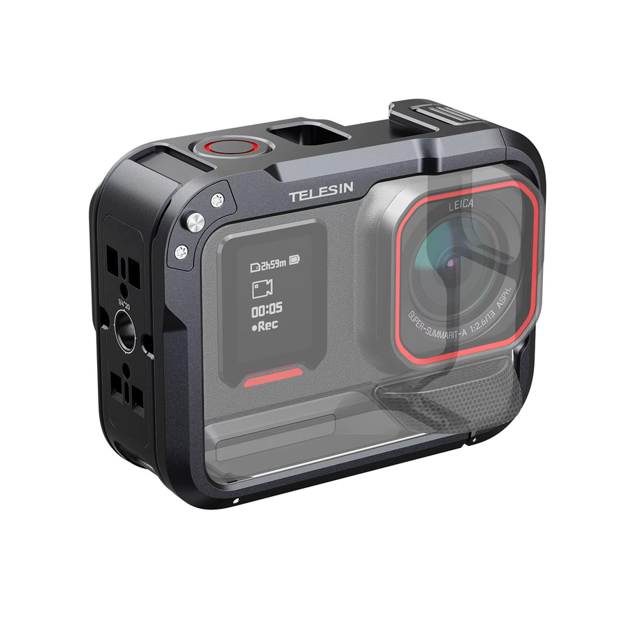 TELESIN Aluminium Schutzhülle mit Cage Set und Dual Cold Shoe Adapter für Insta360 Acepro und Acepro2 in Schwarz - Bild 5