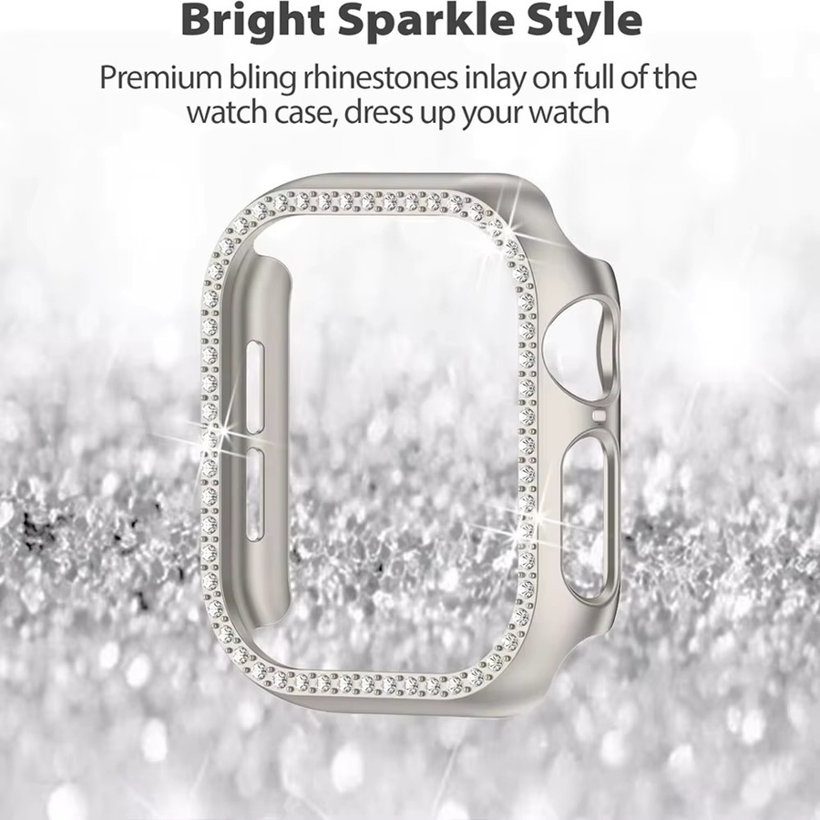 CRESTED Schutzhülle für Apple Watch, Diamant, Zirkonia, Schwarz, Silikon, Edelstahl, Unisex - Bild 4