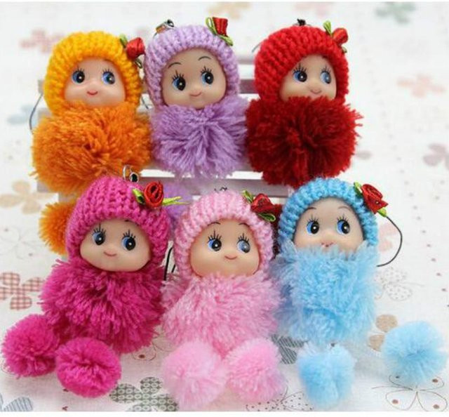 Mini Puppe Schlüsselbund, Plüsch / Textil, Braun, Bunt / Mehrfarbig - Bild 1