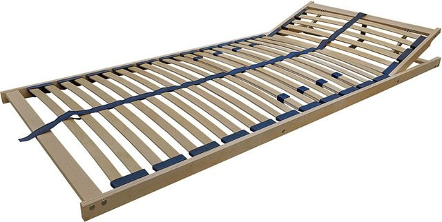 Erst-Holz Federholzrahmen Lattenrost aus Birkenholz mit verstellbarem Kopfteil, B/T/H: 90 x 190 x 18,6 cm, Braun - Bild 1