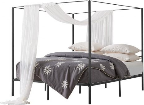 VEVOR Himmelbettrahmen King Size aus Metall in Schwarz mit robustem Stahllatten-Support und Stauraum unter dem Bett - Bild 1
