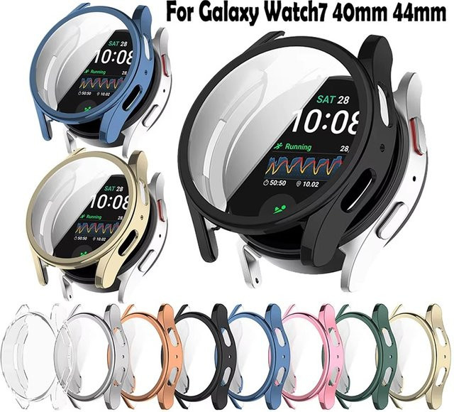 Stoßfeste Silikonhülle mit Vollbildschutz für Samsung Galaxy Watch 7 (40 mm und 44 mm), transparent - Bild 1