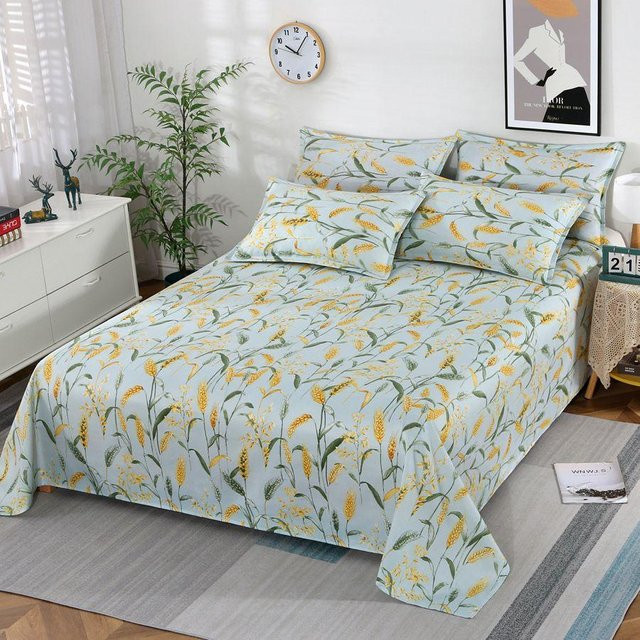 WTEMPO Bettlaken mit floralem Design aus Baumwolle und Polyester, atmungsaktiv und schweißabsorbierend, Mehrfarbig, B/T: 160 x 230 cm - Bild 1