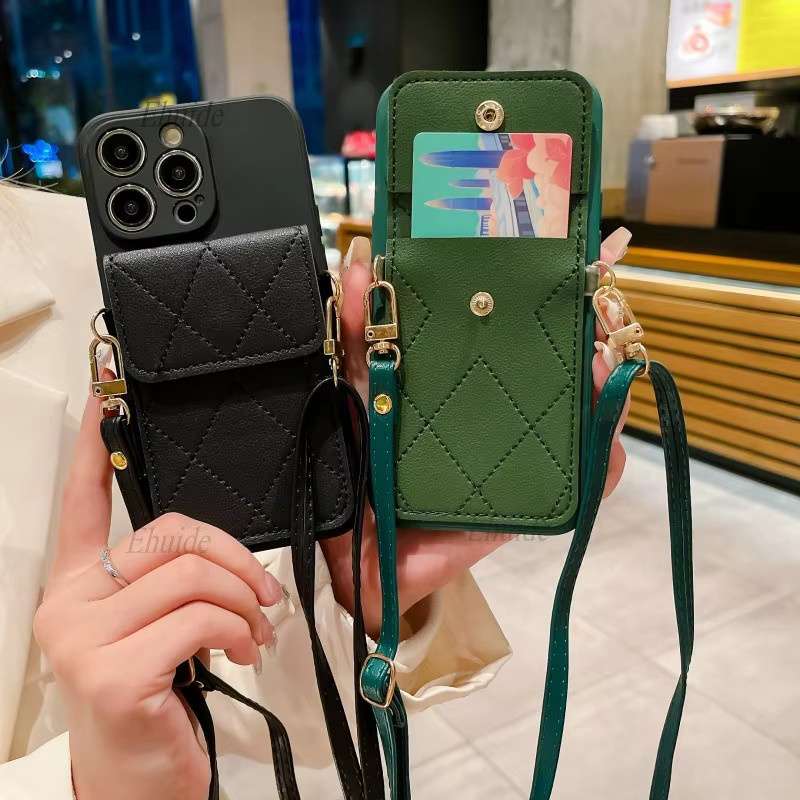 Crossbody Lanyard Handyhülle aus Leder für Xiaomi Mi 17T 15T 14T Redmi Note 15 14 13 12 Pro Plus 15C 14C mit Kartenfach und Standfunktion in Weiß - Bild 5