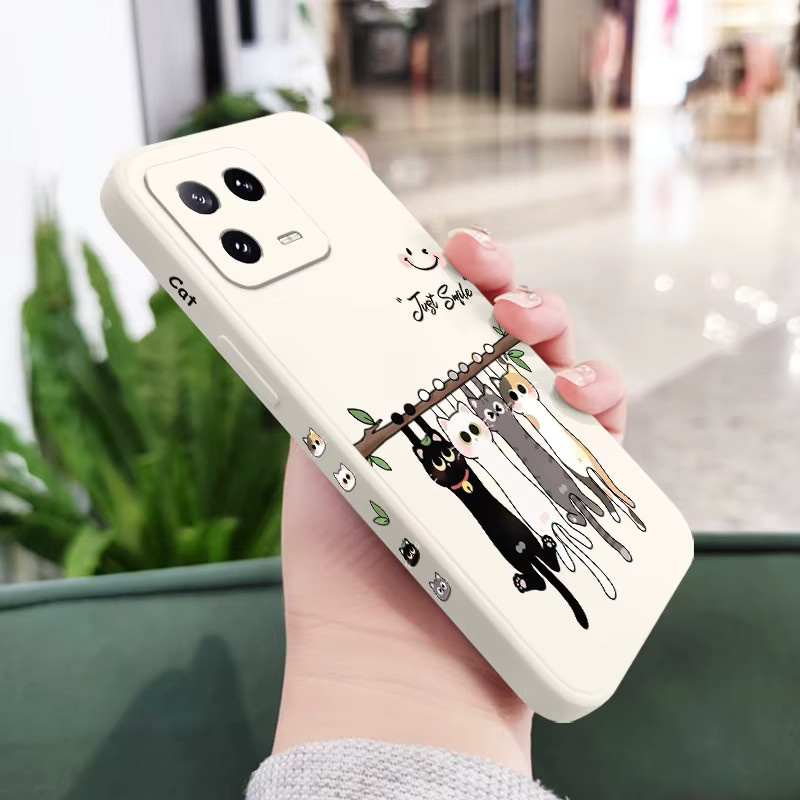 Hängende Katzen-Handyhülle aus Flüssigsilikon für Xiaomi Mi 11 12 13 14 15 Pro Max Lite in Weiß - Bild 3