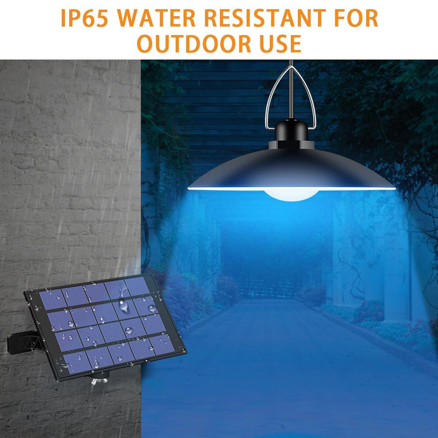 TOMTOP JMS Solarbetriebene Pendelleuchte aus Metall mit verstellbarem Panel und Dämmerungssensor, IP65 wasserdicht, LED, weiß - Bild 6