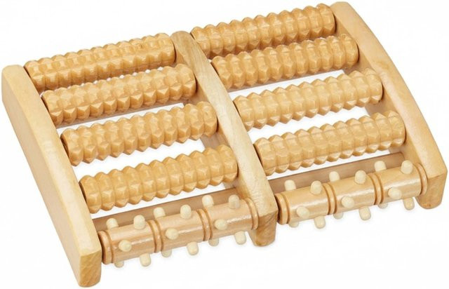 Relaxdays Fußmassageroller aus Holz in Natur Braun, B/T/H: 27 x 5 x 20 cm - Bild 1