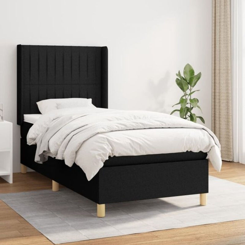 vidaxl Boxspringbett mit Matratze aus Stoff in Schwarz B/T/H: 90 x 200 cm - Bild 1