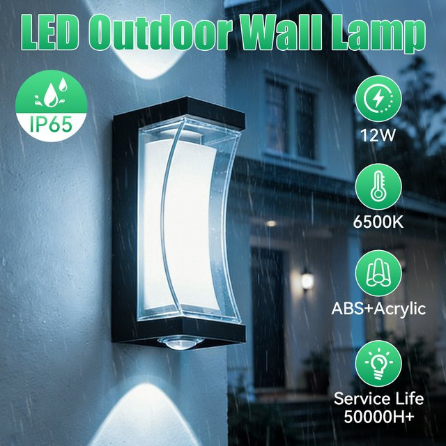 LANGYUE LED Wandleuchte Up-Down in Schwarz, moderne Außen- und Innenbeleuchtung mit IP65 Wasserschutz, 12 W, Rechteckig, B/T/H: 18,0 x 8,0 x 7,5 cm - Bild 1