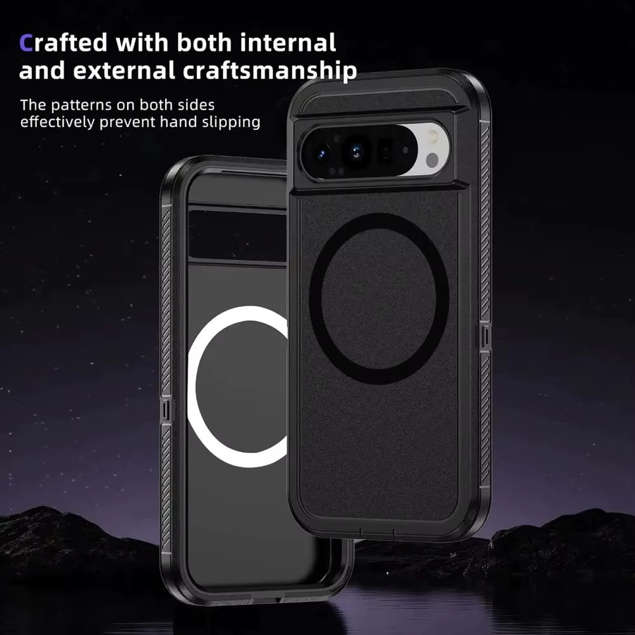 Robuste Militär-Schutzhülle für Google Pixel 10, 9, 8, 7 Pro XL und A-Modelle mit Magnetfunktion für kabelloses Laden in Schwarz und Blau - Bild 1