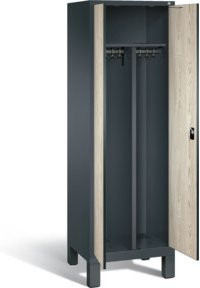 C+P Spind Evolo in Schwarz-Weiss mit Front in Sen-Esche und Korpus in Anthrazitgrau, H x B x T: 185 x 61 x 50 cm - Bild 1