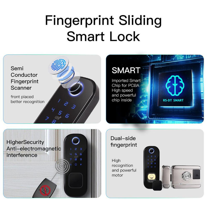 Smart-Fingerabdruck-Türschloss für die Vordertür, elektronisches schlüsselloses Tastatur-Eingangstürschloss mit 6 Freischaltoptionen - Bild 3