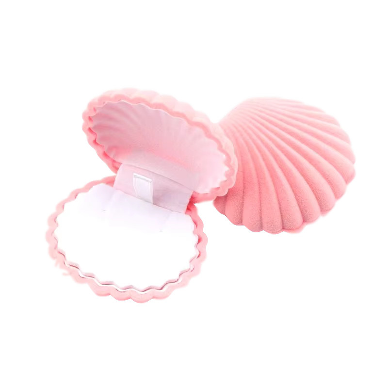 SMI Fine Schmuckschatulle in Muschelform aus Samt in Grau für Ringe und Ohrringe - Bild 2