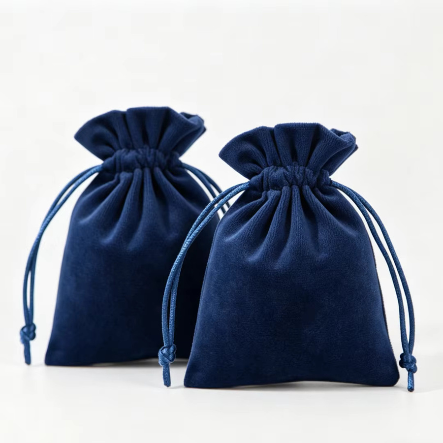 5 Stück Schmuckverpackungsbeutel Samt, dunkelblau, Unisex - Bild 2