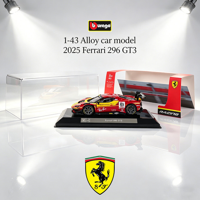 Bburago Ferrari 2025 296 GT3 Nr. 51, Rennwagen-Modell, 1:43, ab 14 Jahren - Bild 1