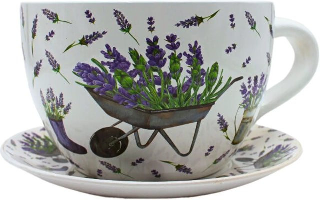 Dekohelden24 Keramik Pflanztopf mit Lavendelmotiv, B/T/H: 28,0 x 34,0 x 16,0 cm - Bild 1
