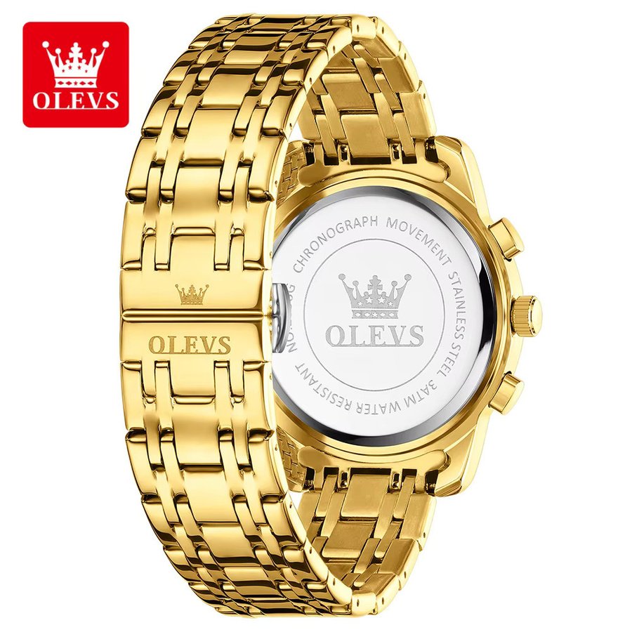 OLEVS Chronograph, Quarzuhr, Edelstahl, Silber, Herren - Bild 3
