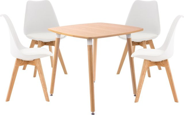 CLP Sitzgruppe Liborg I bestehend aus 4 Stühlen Linares und 1 Tisch Viborg als moderne Essgruppe - Bild 1