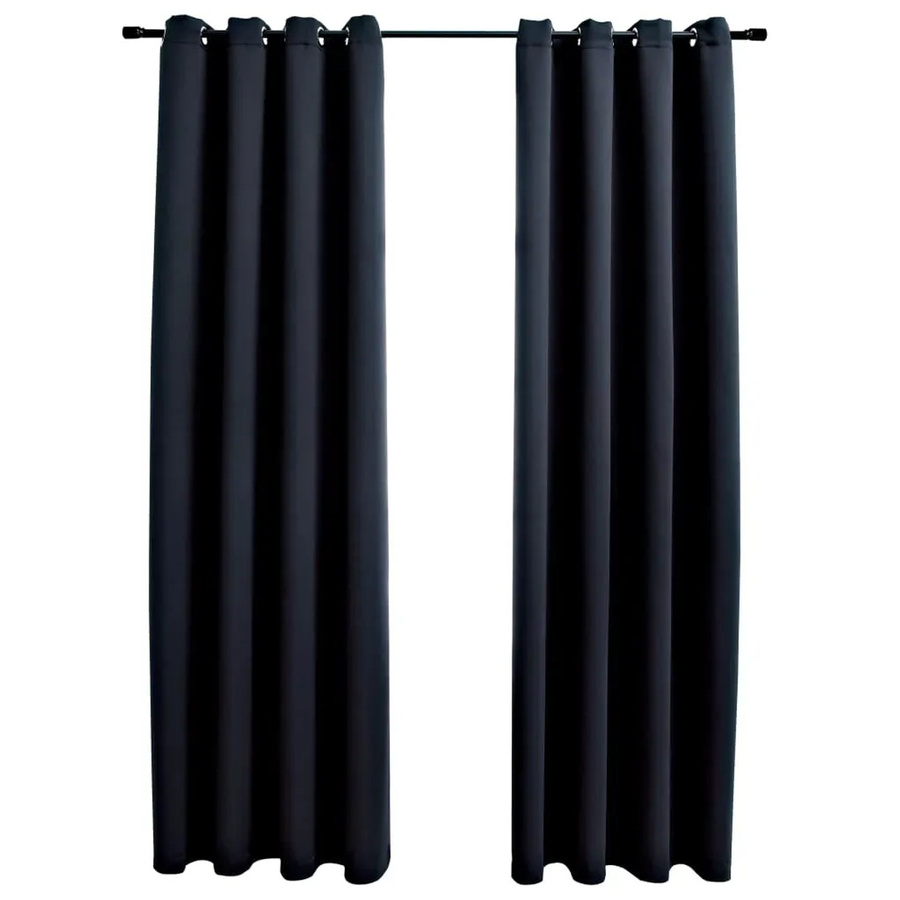 vidaXL Verdunkelungsvorhänge mit Metallösen, 2 Stück, Schwarz, Breite: 140 cm, Höhe: 245 cm - Bild 2