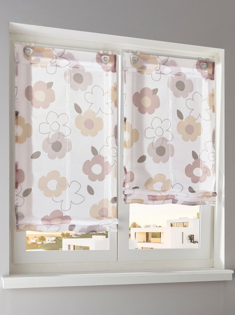 Raffrollo Heine Home Voile in Weiß mit floralem Blumenmuster und transparentem Design - Bild 1