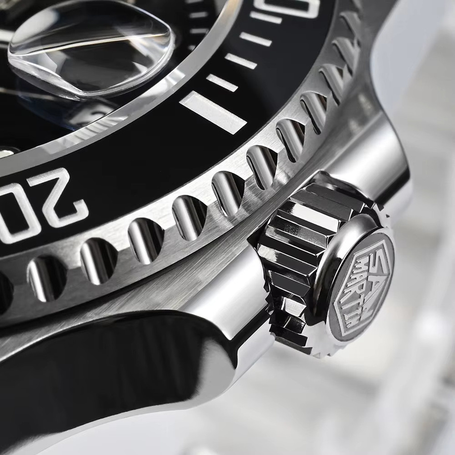 San Martin Automatik-Taucheruhr, Edelstahl, Keramiklünette, Saphirglas, 20 ATM, Unisex - Bild 4