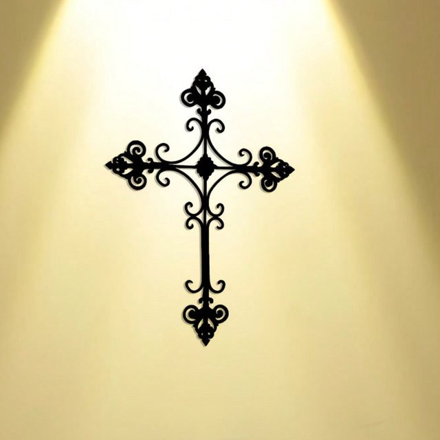 CIFBUY Vintage Metall-Kreuz Wandkunst in Schwarz als religiöse Dekoration - Bild 1