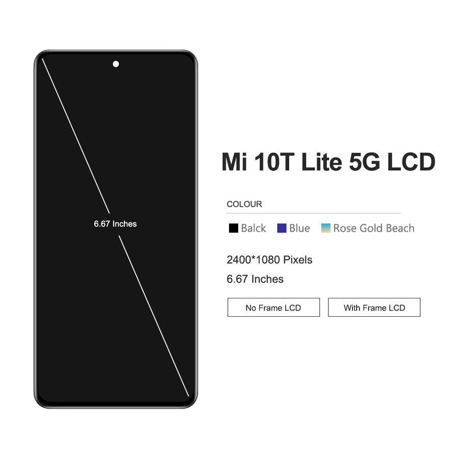 Xiaomi Mi 10T Lite 5G LCD Display mit Touch Panel Digitizer in Schwarz, 6.67 Zoll - Bild 3