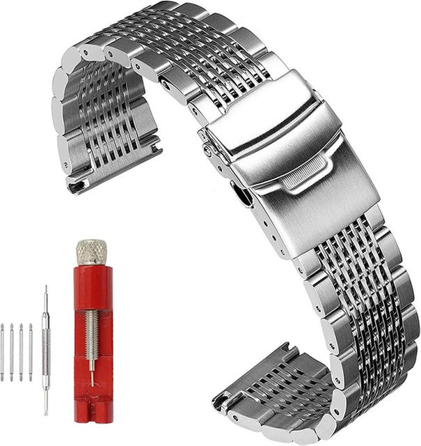 Uhrenarmband Edelstahl, Faltschließe, Silber, Unisex - Bild 1